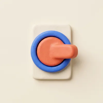 Clay toggle switch flipped firmly to one side