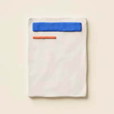 Clay sheet of paper with a bold headline bar and coral underline