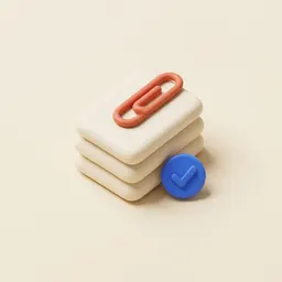 Clay document stack with a check